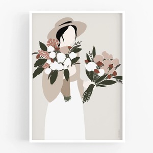 MICUSH | FLOWER LADY - HAT LADY ART PRINT | アートプリント/ポスター (30x40cm)