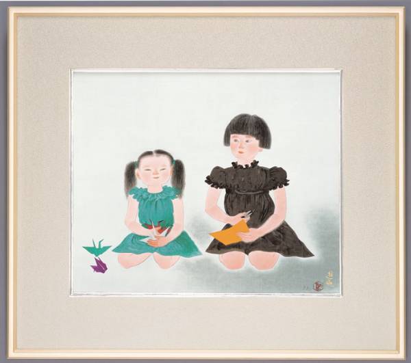 送料無料 小倉遊亀 姉妹 シルクスクリーン 絵画 版画 style=width:100%;, 美術品, 版画, シルクスクリーン