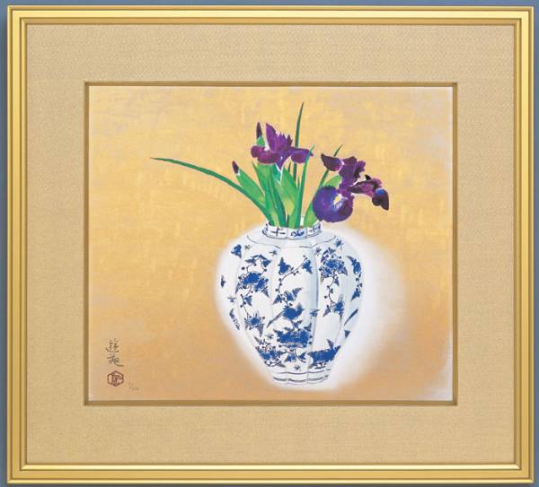 Free shipping Ogura Yuuki Western vase silk screen painting print style=width:100%;, Artwork, Prints, Silkscreen