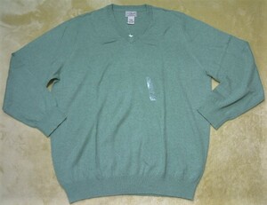 ★新品タグ付【L.L.Bean】若草色のカシミヤ混Vネックセーター★XL