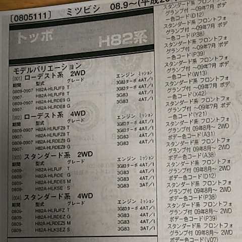 【パーツガイド】 三菱(ミツビシ) トッポ (H82系) H20.9~ 2010年版 【絶版・希少】