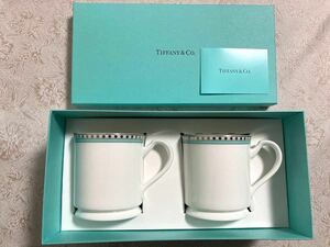 ティファニー TIFFANY&Co. ペアマグカップ プラチナブルーバンド 箱付き