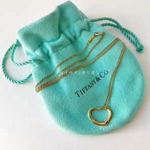 【ティファニー】TIFFANY K18YG ダイヤオープンハートネックレス