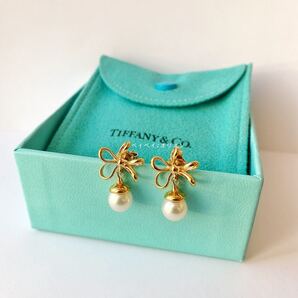 Tiffany ティファニー K18YG 750 フラワー パール ピアス 真珠