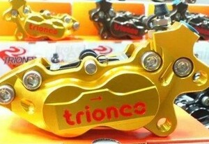 Triones A40 CNC P4 全CNC切削加工 [40mm ピッチ対応-（FR6，Brembo 40mm)] ラジアルマウント 4 ピストンキャリパー (金-左) 新品 台湾製品