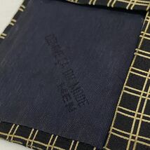 【used】COMME CA DU MODE MEN ネクタイ ブラック×カーキ コムサデモード シルク絹SILK100% カーキ色系 日本製 三松商事 シンプル_画像7