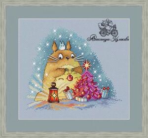 クロスステッチ 完成品 ハンドメイド トトロのクリスマス