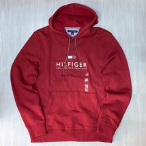 USA限定 【L】 TOMMY HILFIGERトミーヒルフィガー Core Besic プルオーバーパーカー 裏起毛 フラッグロゴ バーガンディ USA正規品_画像1