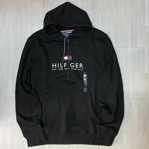 USA限定 【L】 TOMMY HILFIGERトミーヒルフィガー Core Besic プルオーバーパーカー 裏起毛 フラッグロゴ 黒 ブラック USA正規品