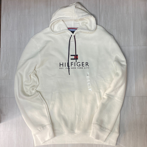 USA限定 【L】 TOMMY HILFIGERトミーヒルフィガー Core Besic プルオーバーパーカー 裏起毛 フラッグロゴ 白 ホワイト USA正規品