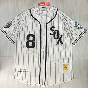 USA限定 【5XL】 HeadgearClassics ニグロリーグ Negro ボルチモア ブラックソックス BlackSox #8 ベースボールシャツ 白 ピンストライプ