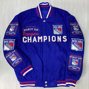 NHL公式 【M】 JHデザイン NY Rangers レンジャース 限定 スタンリー チャンピオンズ リバーシブル スタジャン USA正規品 アイスホッケー