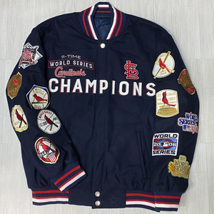 USA正規品 【L】 JHデザイン MLB セントルイス カージナルス Cardinals 限定ワールドシリーズ チャンピオンズ リバーシブル スタジャン 紺