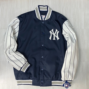 USA стандартный товар [L] JH дизайн MLB New York yan Keith NY Yankees Major League куртка темно-синий в тонкую полоску куртка с логотипом 