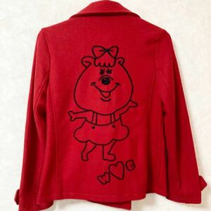 WC double si- bear tongue she red pea coat S size 