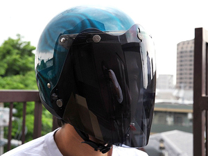 開閉式3D立体コンペシールド フリップアップベース一体型 スモールジェットヘルメット汎用 ブラックスモーク 72JAM CPSB-04 売れ筋 人気