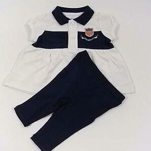 ラルフローレンRalph Laurenベビーキッズ子供服女の子用半袖ワンピースパンツ2点セット（ホワイト/ネイビー）3ヶ月用60cm