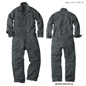 EvenRiver　GS-3000 94.ブラック LLサイズ　ヒッコリーカバーオール・ツナギ服 ≪即決/税込≫　