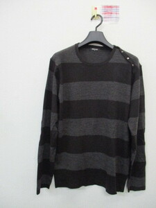 *COMME CA ISM men's long sleeve knitted sweater futoshi border brown group (L)