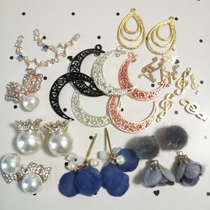 ハンドメイド 資材 チャームセット パール 月 音符 ネックレス ピアス