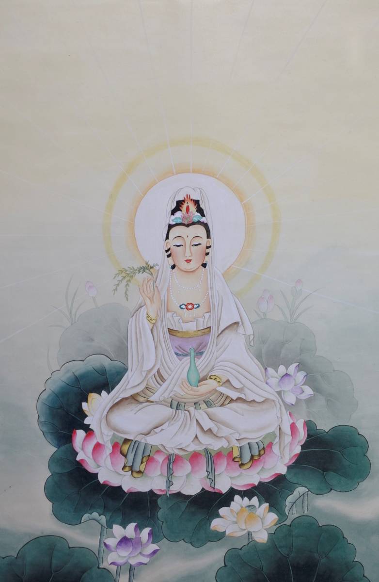 Collection : Peinture bouddhiste peinte à la main ☆ Kannon Bodhisattva Peinture bouddhiste super populaire Peinture uniquement Article de stockage inutilisé Peut être expédié ensemble Les frais d'expédition sont de 1, 500 yens ③, Ouvrages d'art, Peinture, Peinture à l'encre