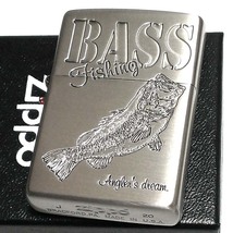 ZIPPO 釣道 ブラックバス ジッポ ライター 釣り 魚 古美加工 シルバー かっこいい 彫刻 おしゃれ メンズ ギフト プレゼント_画像2