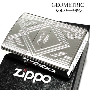 ZIPPO ライター かっこいい ジオメトリック シルバーサテーナ ジッポ 両面加工 幾何学模様 おしゃれ メンズ ギフト プレゼント