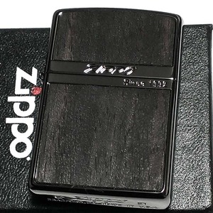 ZIPPO ローズウッド ダーク ネオブラック 彫刻 ストライプ ジッポ ライター ウッド貼り 黒 両面加工 かっこいい メンズ プレゼント