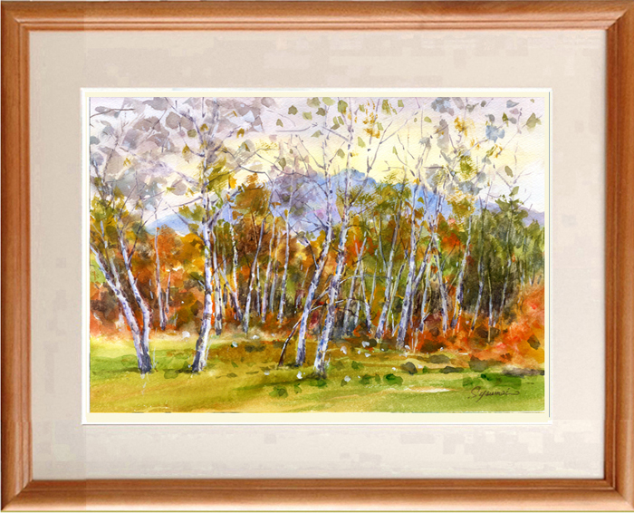 ★Watercolor★Original painting Myoko Kogen in Autumn #478, Painting, watercolor, Nature, Landscape painting