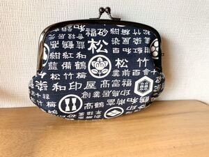 ★★★ハンドメイド シンプル がま口 通帳ケース ぺたんこポーチ 漢字 家紋 和柄②