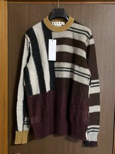 46 новый товар MARNI мужской mo волосы вязаный цвет блок окантовка свитер 18AW size 46 S Marni многоцветный балка gun ti-