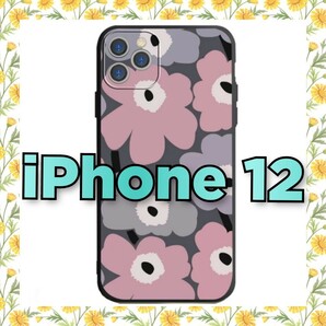 iPhone12 ピンク マリメッコ フラワー ソフトケース ミニウニッコ