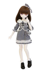 【Petite Marie Premium】1/3 MSD MDD対応 ロリータ ギンガム チェック ドレス ブラック 4点セット 40cm BJD 人形服【プティットマリエ】