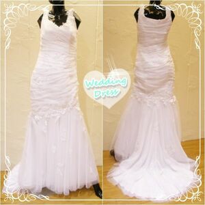 激安　新品　ウェディングドレス　マーメイドライン　ブライダル　ホワイト　結婚式　結婚準備　ビーズ　9号