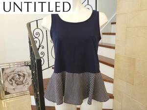  beautiful goods UNTITLED ( Untitled ) navy blue × white no sleeve tops 