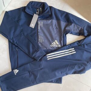 【正規品】adidas アディダスジャージ上下 上下セット 裾ファフナー付 ネイビー Mサイズ