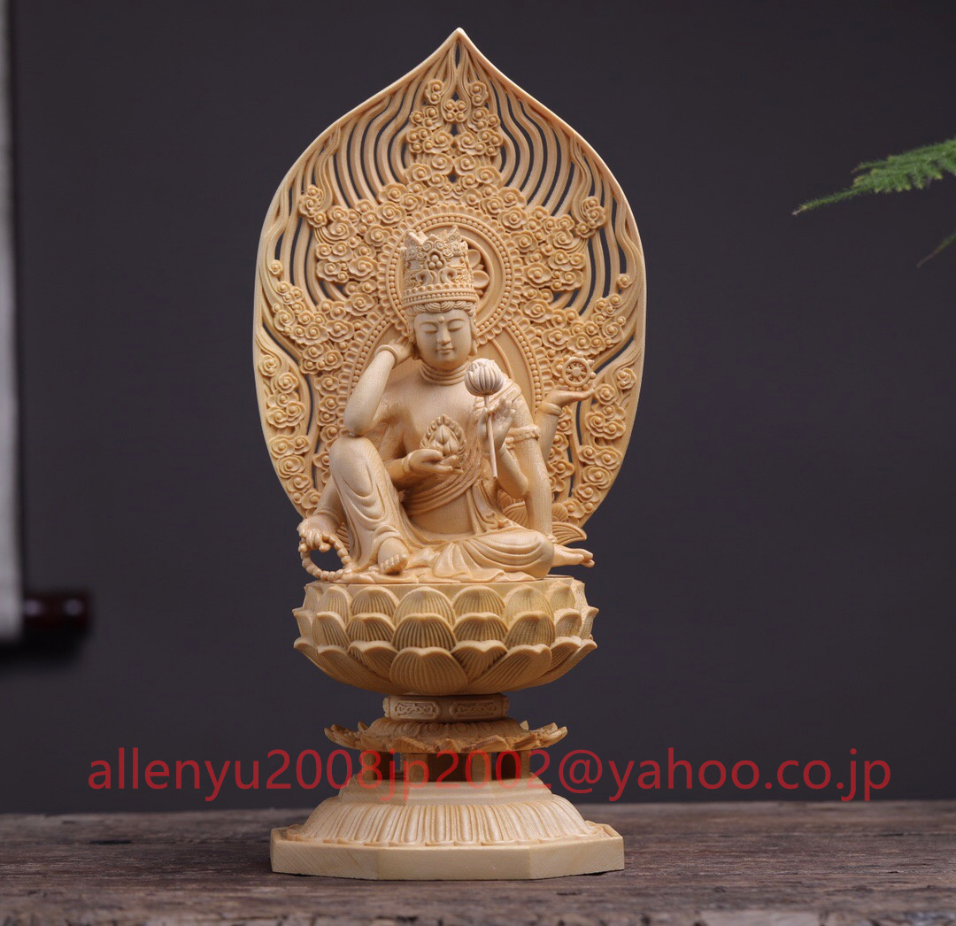ー品販売 置物 木彫仏像 仏教美術 木彫り細密彫刻 仏教工芸品 観音菩薩 