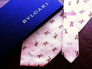 bvr4543♪良品♪【BVLGARI】ブルガリ～原住民・縞馬 シマウマ ～「最高級セッテピエゲ」 ネクタイ