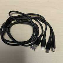 ★iPhone Type-C Micro USB 3in1 急速充電ケーブル 高耐久 2.4A 1.2ｍ ブラック_画像1