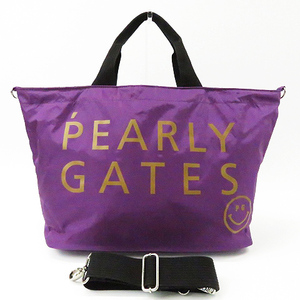 【即決】PEARLY GATES パーリーゲイツ 2WAY ボストン ロッカー バッグ ニコちゃん パープル系 [240001630224] ゴルフウェア