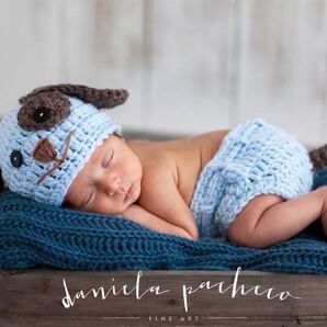 赤ちゃん 寝相アート 犬 いぬ ベビーニューボーンフォート 写真撮影グッズ ベビー服 水色