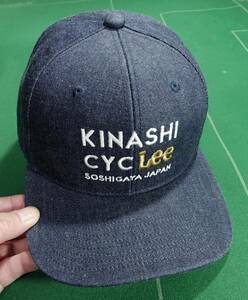 □木梨サイクル Lee コラボ KINASHI CYC Lee デニム素材 6パネルキャップ ネイビー スナップバックフリー 美品!!!□