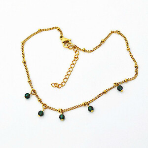  emerald manner beads stainless steel anklet 