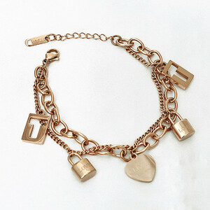  stainless steel LOVE Heart lock charm two ream bracele 