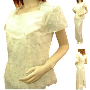  large size party dress [ white -yo-2XL] Chorus lady's fashion short sleeves setup long dress 601-p3