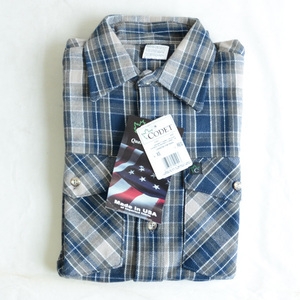 デッドストック 新品 USA製 CODET ヘビーネルシャツ フランネルシャツ size XS 青チェック