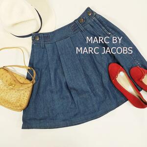 MARC BY JACOBS ひざ丈 かわいいマークバイマークジェイコブス デニムスカート サイズ2 M ミニ丈 ブルー 青 2099