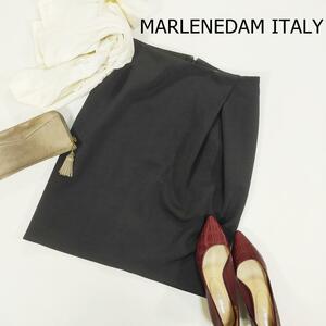 MARLENEDAM ITALY マーレンダム スカート サイズ40 L ブラック 日本製 黒 ひざ丈 シンプル 2100