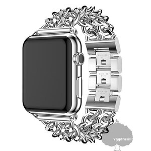 YGG★新品 Apple watch Wチェーン 金属 バンド ベルト ダブル 38mm 40mm 41mm 銀 シルバー 互換 交換 アップルウォッチ 7 6 5 4 3 SE 対応