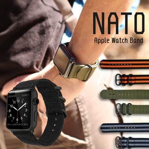 YGG★apple watch アップルウォッチ NATO バンド ベルト オレンジ ストライプ 38 40 41 ミリタリー 9 8 7 6 5 4 3 SE ultra ウルトラ